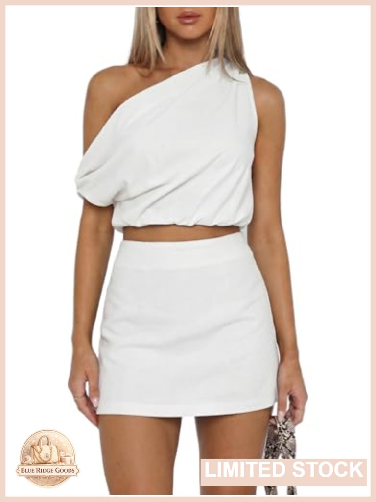 One Shoulder Tank Top And Skirt Matching Set Two Piece Lounge Outfit